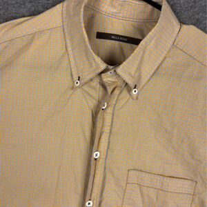 Billy Reid Shirt Mens XXL Orange Plaid Button Down Long Sleeve Cotton Italy